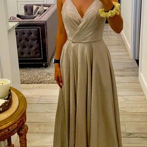 Nude Silver Sherri Hill Gown